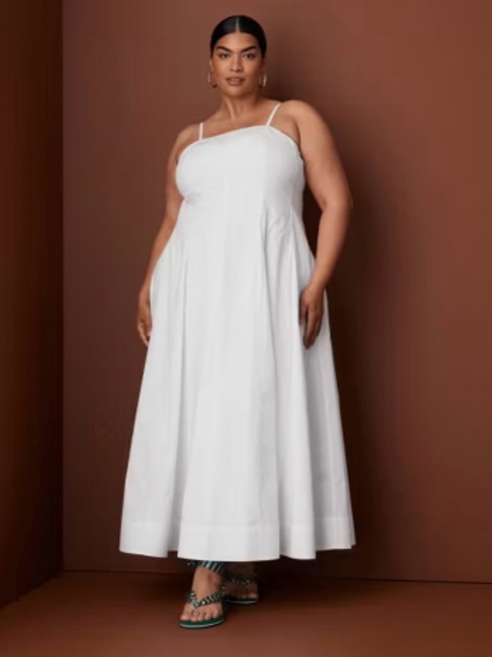Rosie Assoulin Women's Spaghetti Strap Midi Dress White 3X